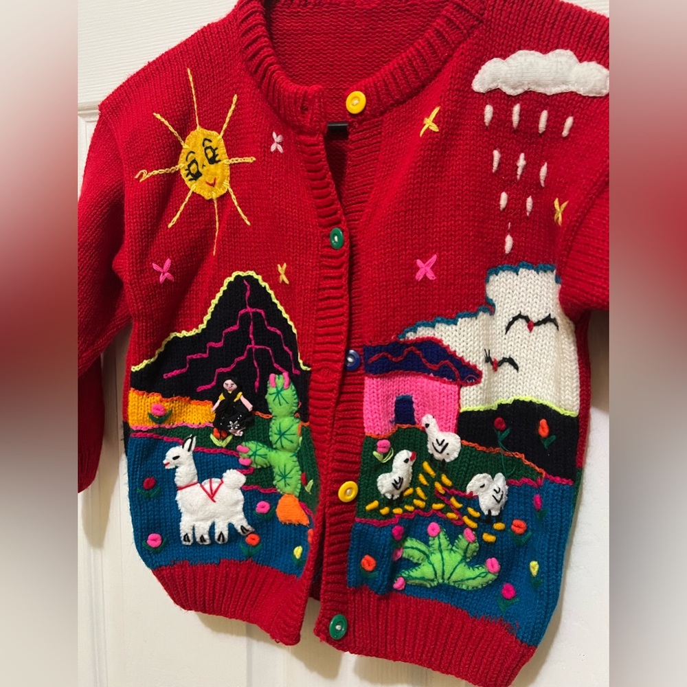 Colorful Kids Cardigan with Fun Embroidery
Size 4/6 grill